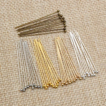 200 יח'\חבילה 16 20 25 30 40 45 50mm כסף צבע מתכת כדור ראש סיכות עבור Diy תכשיטי ביצוע ראש סיכות ממצאי Dia 0.5mm ספקי