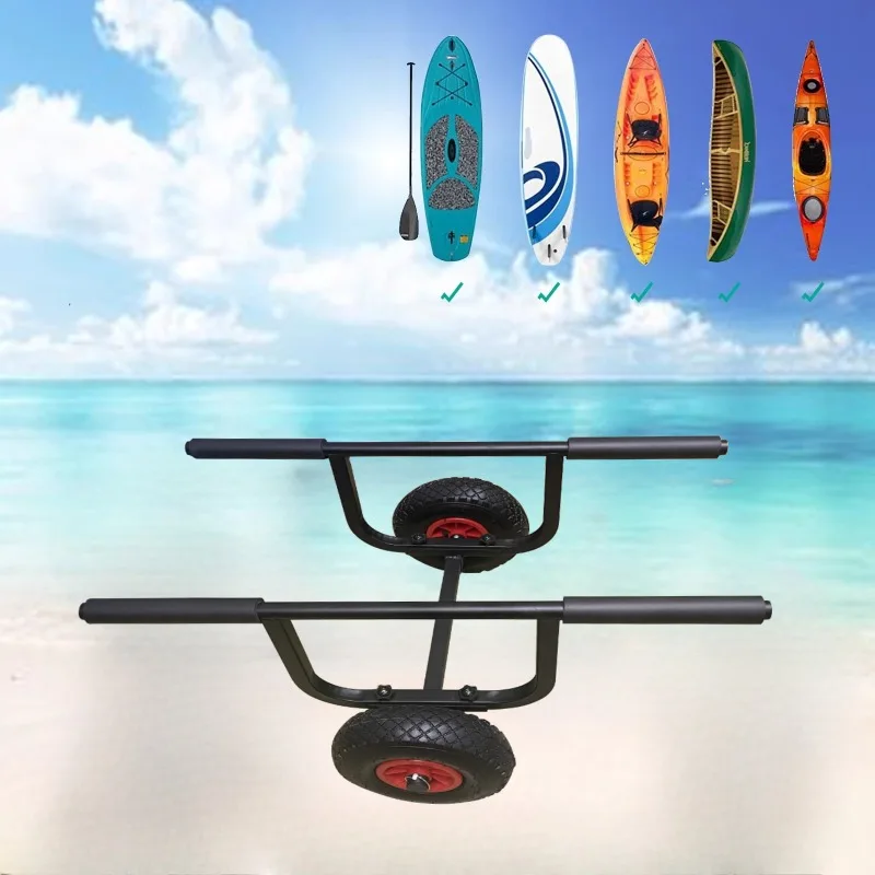 

Solid Wheel Aluminum Trolley Folding Trailer Canoe SUP Paddle Board Cart Surfboard
