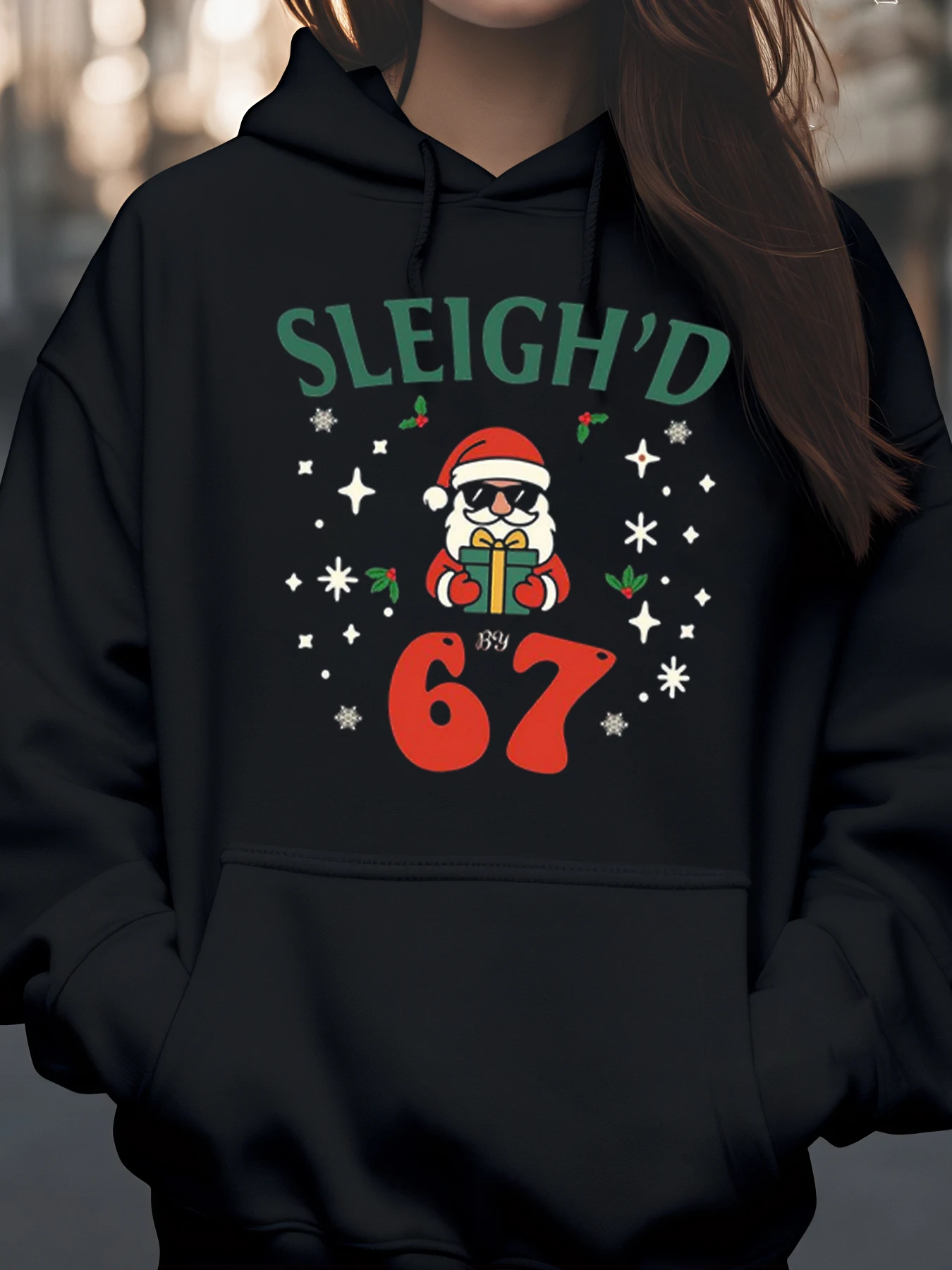 

Рождественская толстовка с капюшоном Sleigh D Santa 67, праздничный подарок для женщин и мужчин