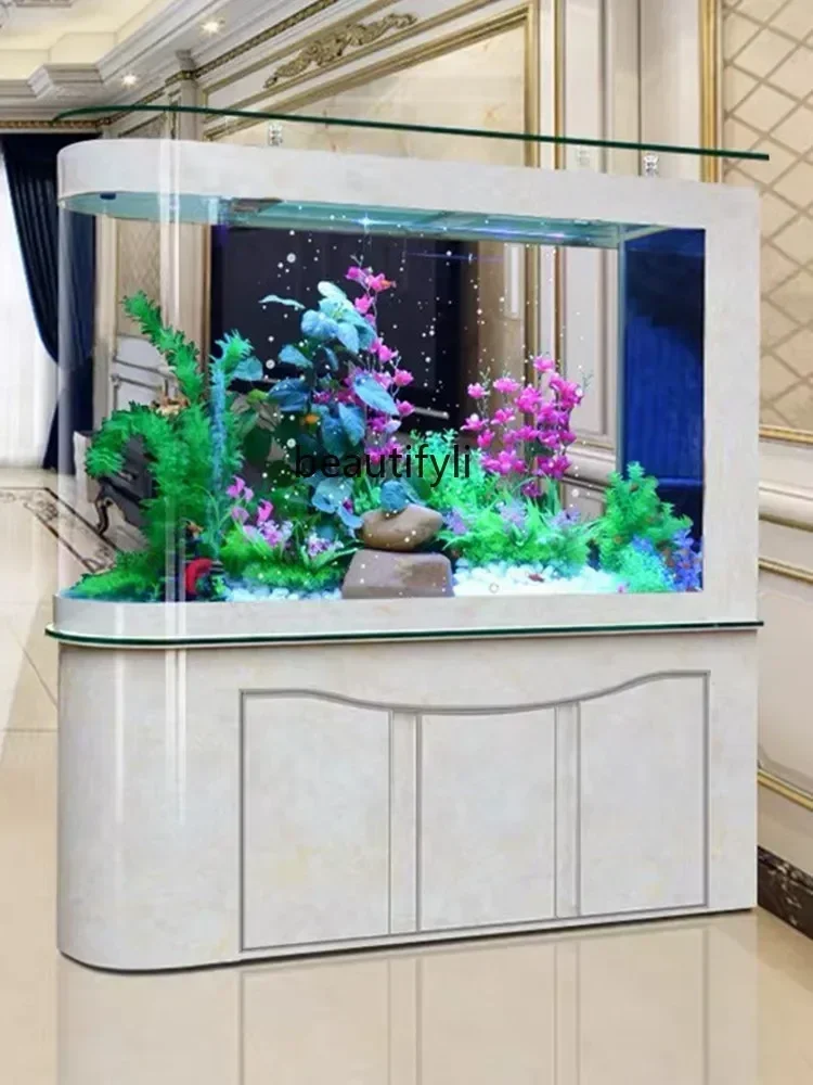 Fish Tank Living Room Partition Bottom Filter Mute Landscaping Full Set Aquarium Solid Wood Change Water