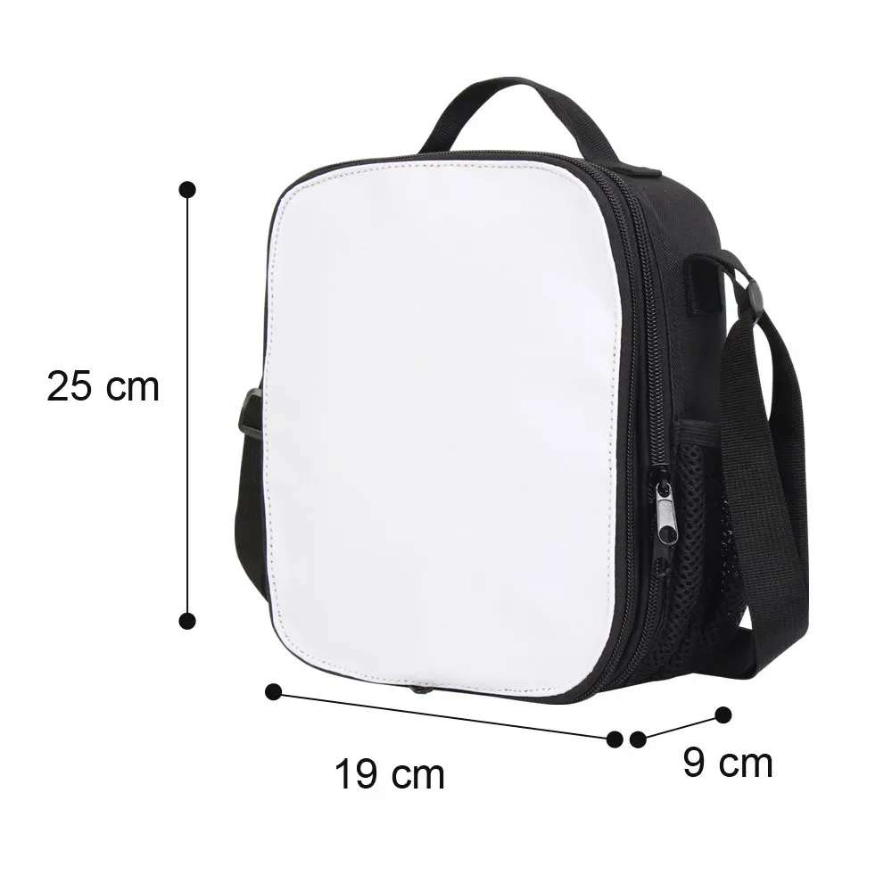 Sublimation Blank Insulate Lunch Bag Shoulder Handbag Keep Warm Student Polyester Portable Outdoor Office Crossbody Bag