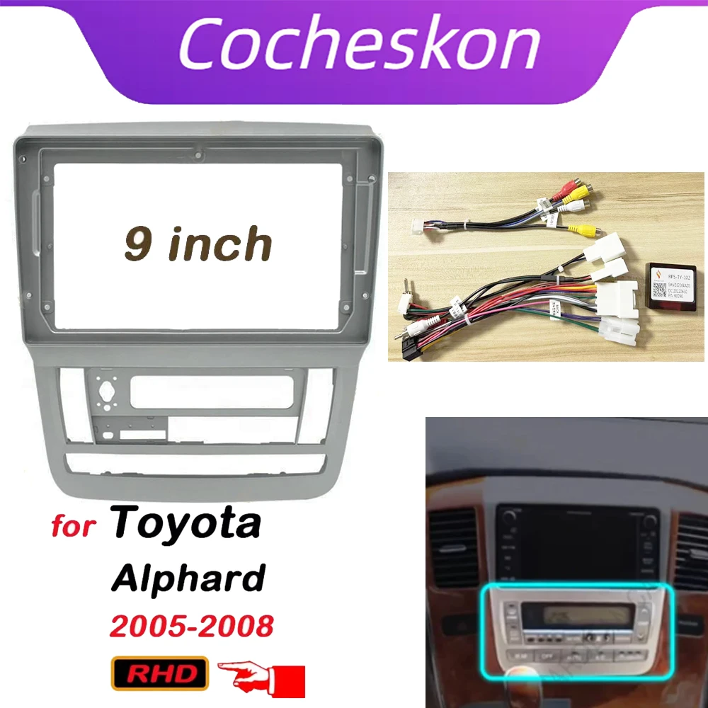 

Автомобильные аксессуары 2 Din 9 дюймов радио Fascia DVD GPS MP5 Панель рамка для Toyota Alphard RHD 2002-2008 комплект крепления приборной панели