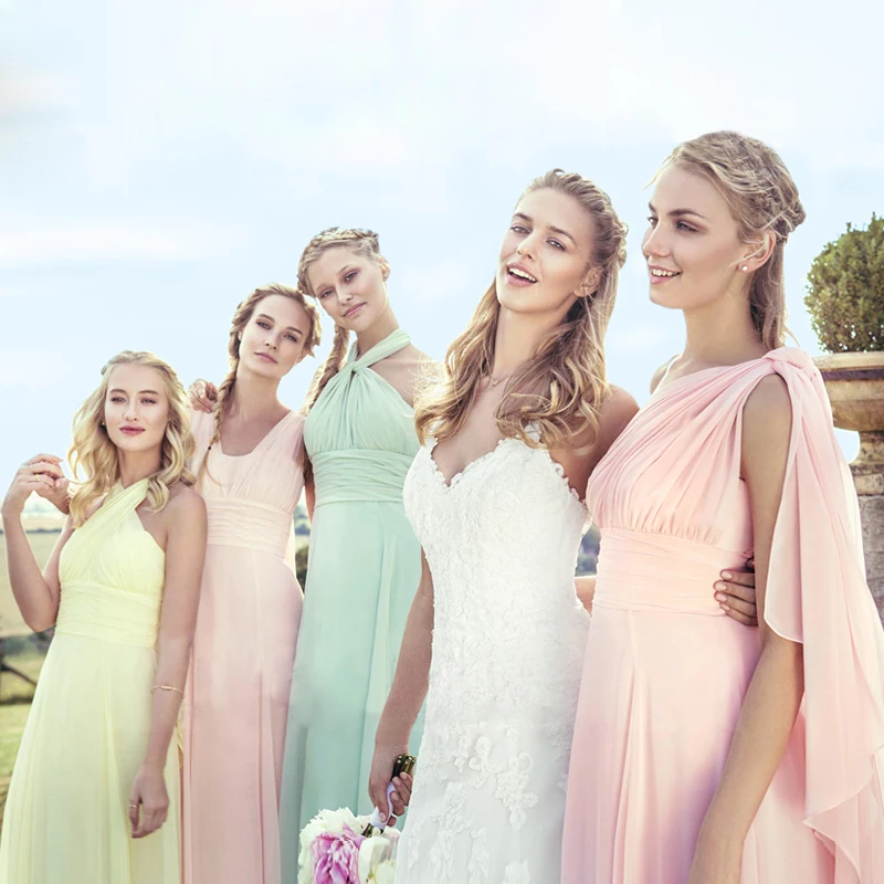 DIY Custom Made Chiffon Bridesmaid Dresses Girl A-Line Yellow Green Pink Champagne Blue Graduation Gown Wedding Party Dress