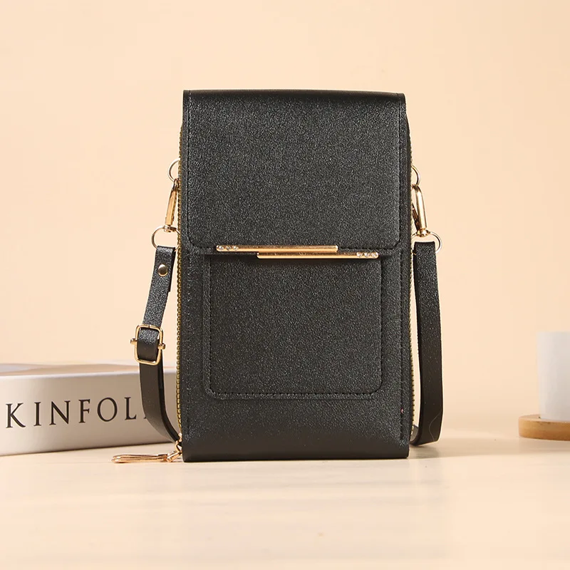 Nova Bolsa de Celular com Tela Sensível ao Toque para Mulheres, Porta-Cartões, Bolsa Transversal, Carteira Feminina
