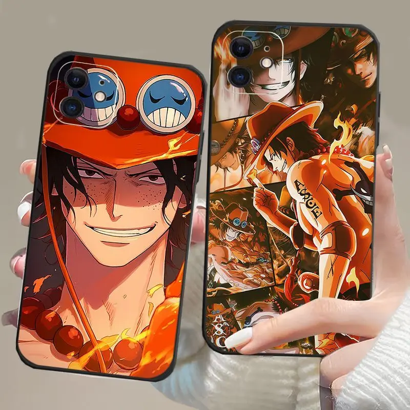 

New Anime Peripheral One Piece Ace Phone Case Suitable for IPhone 17 16 15 14 13 12 Pro Max Mini Air Plus Silicone Phone Case