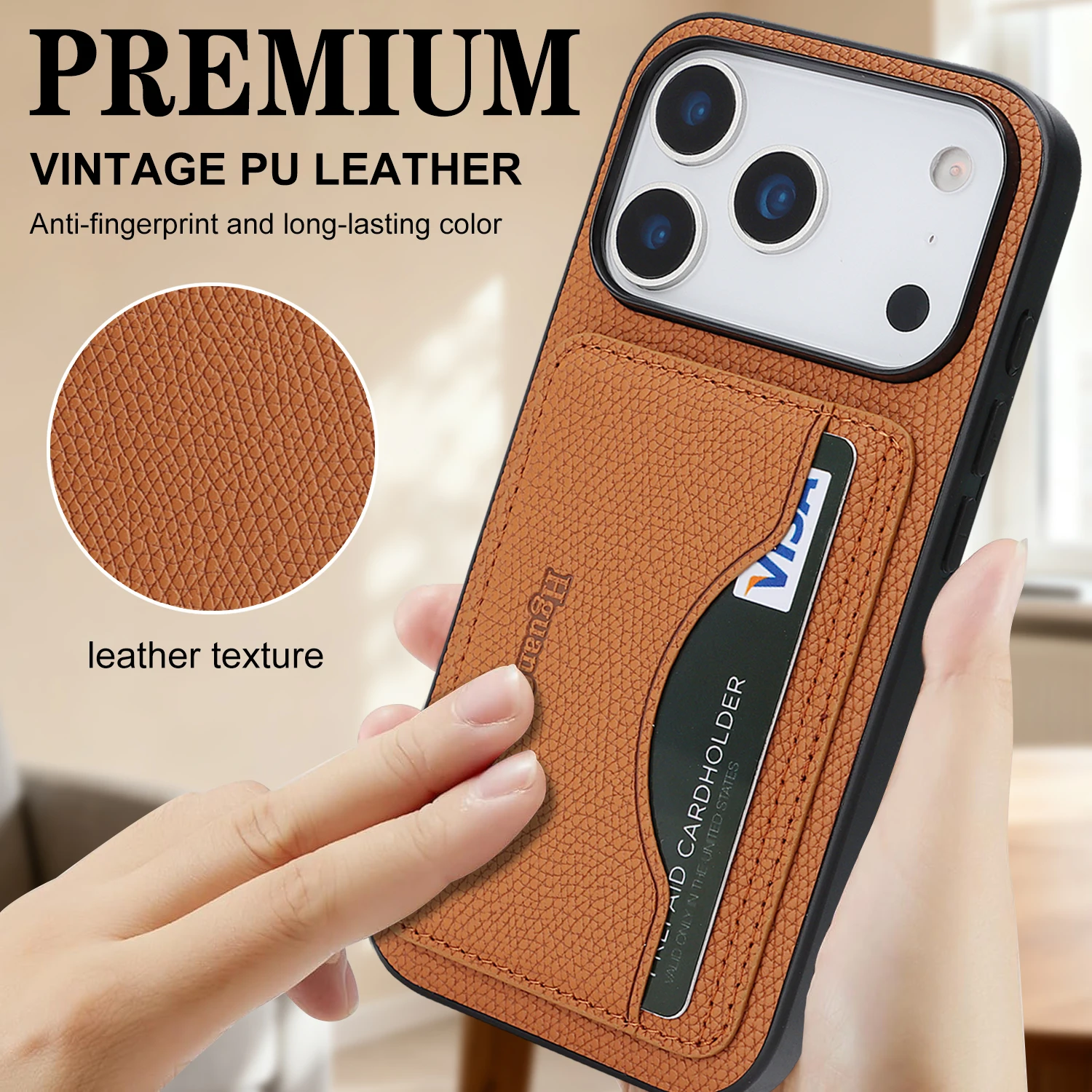 Anti-Fall Leather Case Cards Bag Kickstand Wallet Case For iPhone 17 Promax 16 Pro Max 15 Plus 14 13 12 17e 16e Phone Cover