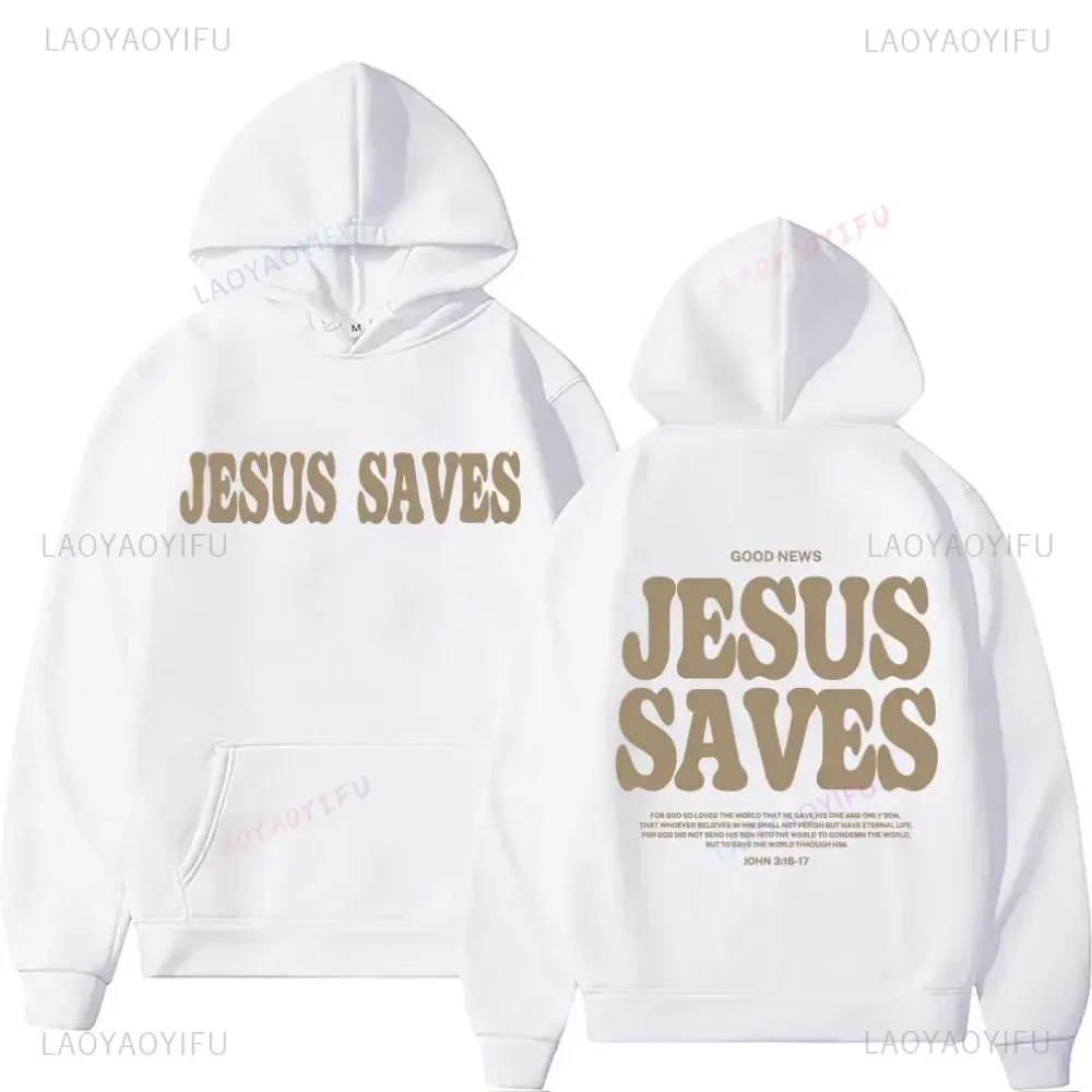 2024 Jesus Save Hoodie Christian Print Clothing Loose Sweatshirt Men Women Retro Fashion Autumn and Winter Long-sleeved Pullover