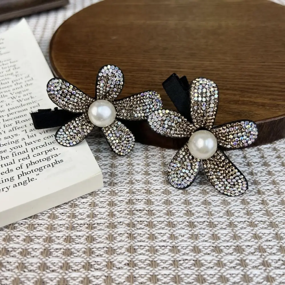 Personalized Zircon Rhinestone Hair Clip Diamond Headwear Flower Hairpin Small Hair Clip Geometric Pearl Hair Claw Girls