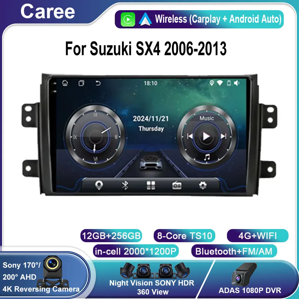 

Android 15 Car Radio For Suzuki SX4 2006-2013 Fiat Sedici 2005 - 2014 Navigation GPS Multimedia Player Stereo WiFi+4G Carplay BT