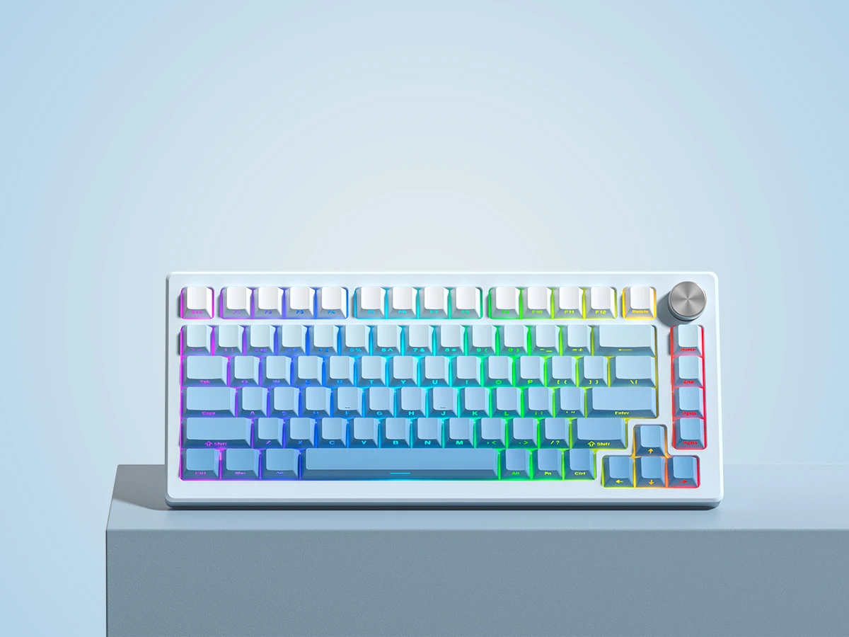 Gradient Blue Side Printed Keycaps Cherry Profile Double Shot PBT Keycaps 136 Keys for Cherry Gateron MX Switches Gamer Keyboard