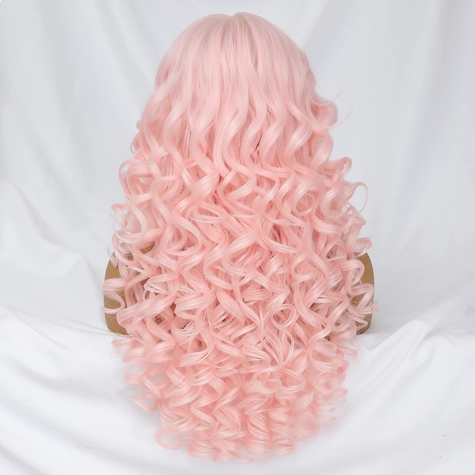 Peluca Frontal de encaje rosa para mujer, pelucas de encaje sintético con pelo de bebé, pelucas frontales de encaje Latisha de 24 pulgadas, pelucas de encaje rubio para mujer Afro