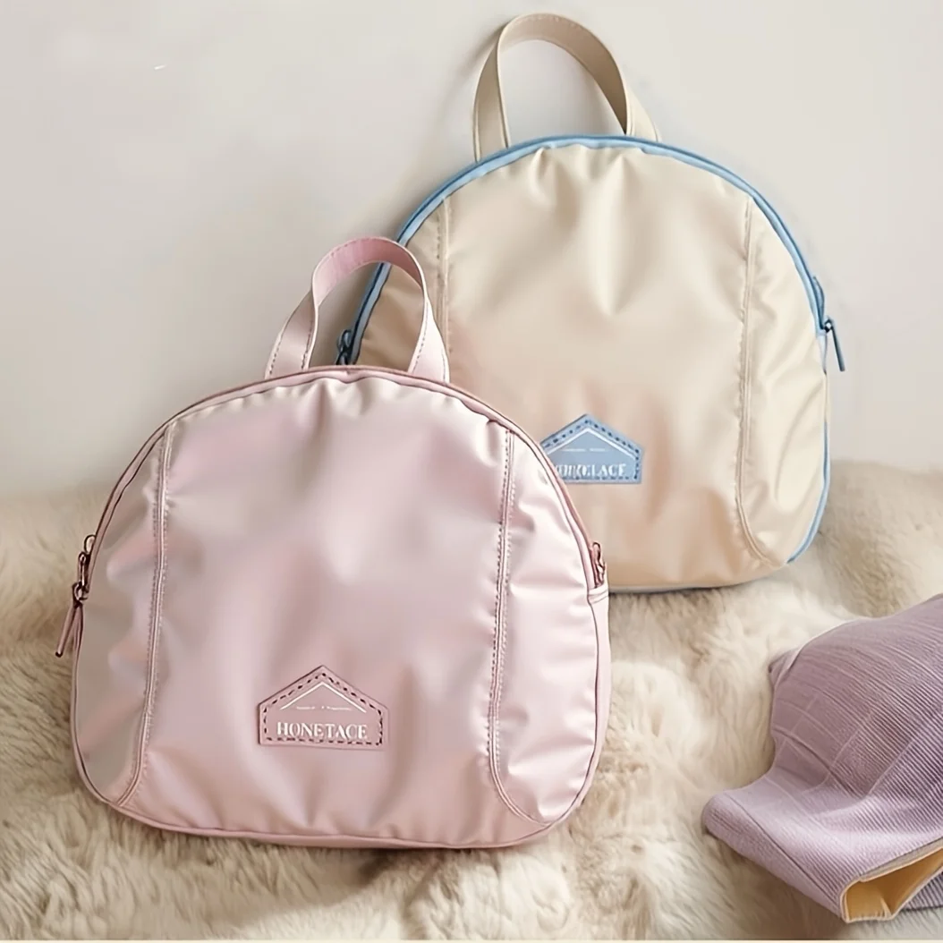 منظم السفر للملابس الداخلية والجوارب والملابس - حقيبة تخزين مع حجرات بسحاب، وخيارات باللون الوردي والبيج، وتصميم مدمج