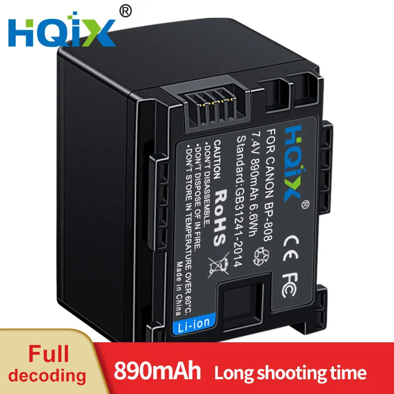 

HQIX для Canon LEGRIA FS10 FS11 FS21 FS22 FS36 FS37 FS46 FS100 FS200 FS306 FS406 камера BP-808 809 зарядное устройство Аккумулятор