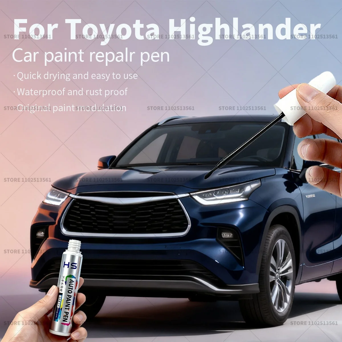 For Toyota Highlander Car Paint Repair Pen Touch Up Scratch Remover DIY Auto Accessories White 089 Red 3T0 Black 209 Grey 1G3