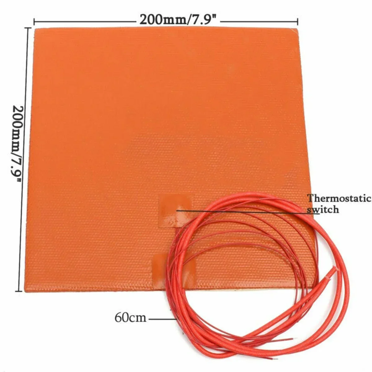 High Thermal Conversion Efficiency 200W 12V Silicone Heater Pad for 3D Printers Adhesive Back for Easy Installation