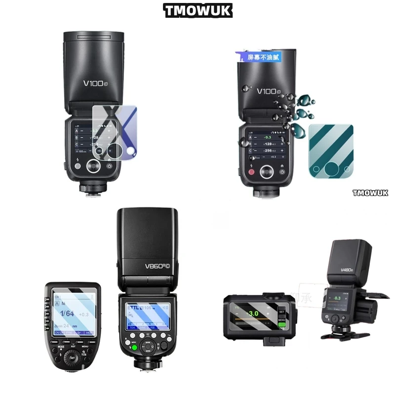 

For Godox X3 V100 V1 Pro AD600BM V860 III V850 III TT685 II V480 - Easy - Install Tempered Glass Flash Light Protective Cover Fi