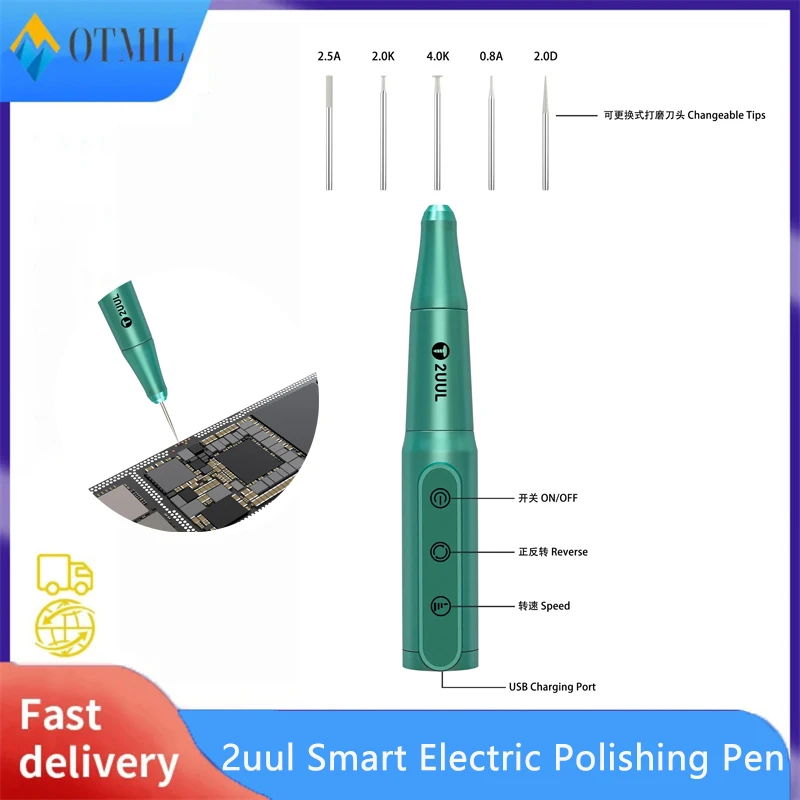 2UUL DA81 Electric Polishing Pen For Motherboard Polishing Drill Cutting Punching With Polishing Head Phone Repair Tools Set