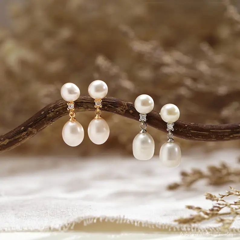 

Hengsheng 7-8mm Freshwater Pearl Drop Earrings 2025 New Arrivals Pearl Earrings for Women Jewelry Gift
