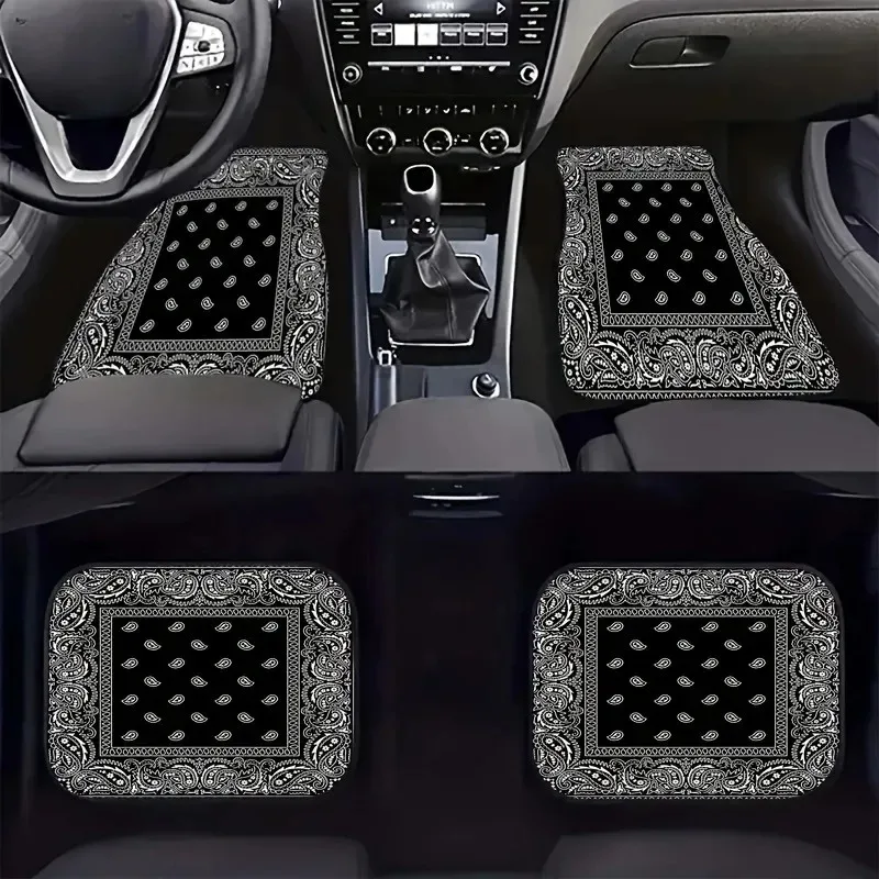 Vintage Bohemian Car Floor Mats 4 Piece Set Stain Resistant Car Carpet Rug for Auto Interior