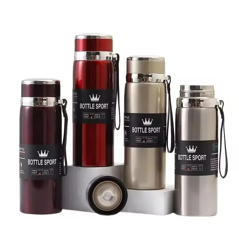 Vacuum Insulated Thermos Water Bottle with Wide Mouth Cup, BPA-Free Stainless Steel Water Bottles Flask for Cold & Hot Drink