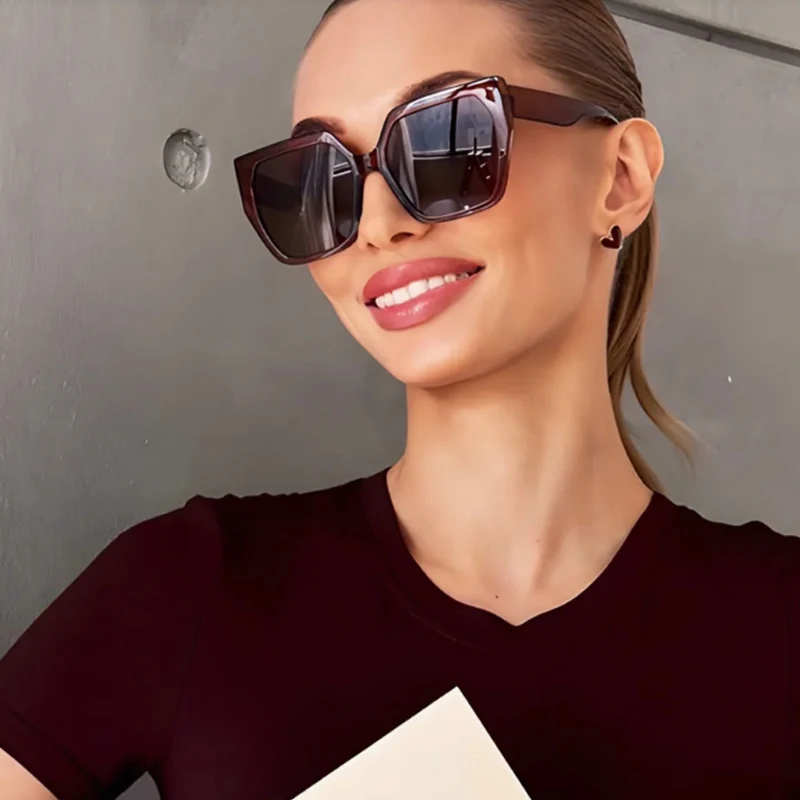 Велосипедные 2 шт., многоугольные солнцезащитные очки в большой оправе для мужчин и женщин, модные солнцезащитные очки простого дизайна, популярные оттенки, очки с разноцветными линзами