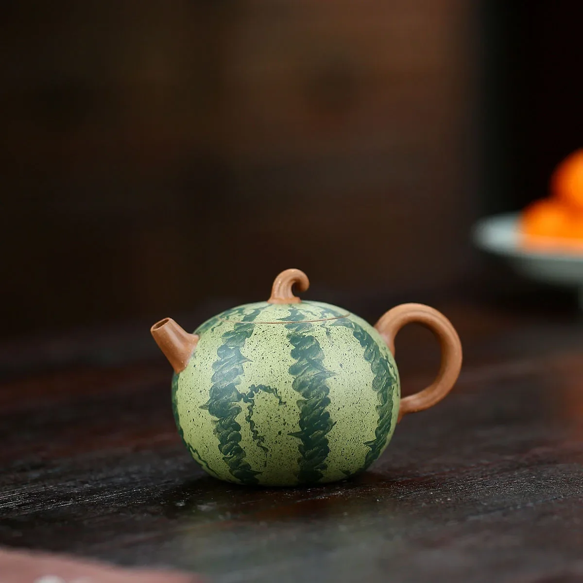 Biomimetic watermelon a pot of two cups of purple clay pot raw ore slurry new Yixing tea set wholesale teapot gift.  tools