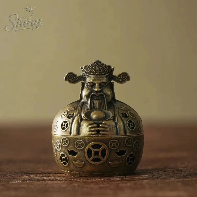 

Alloy Metal God of Wealth Mini Incense Burner Ornament Living Room Decoration Home Decor