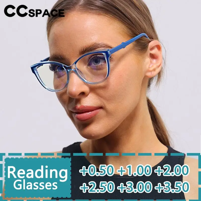 R57605 Stylish Oval Reading Glasses Women Comfortable Spring Hinge Optical Presbyopia Eyeglasses +50+100+150+200+250+300+350