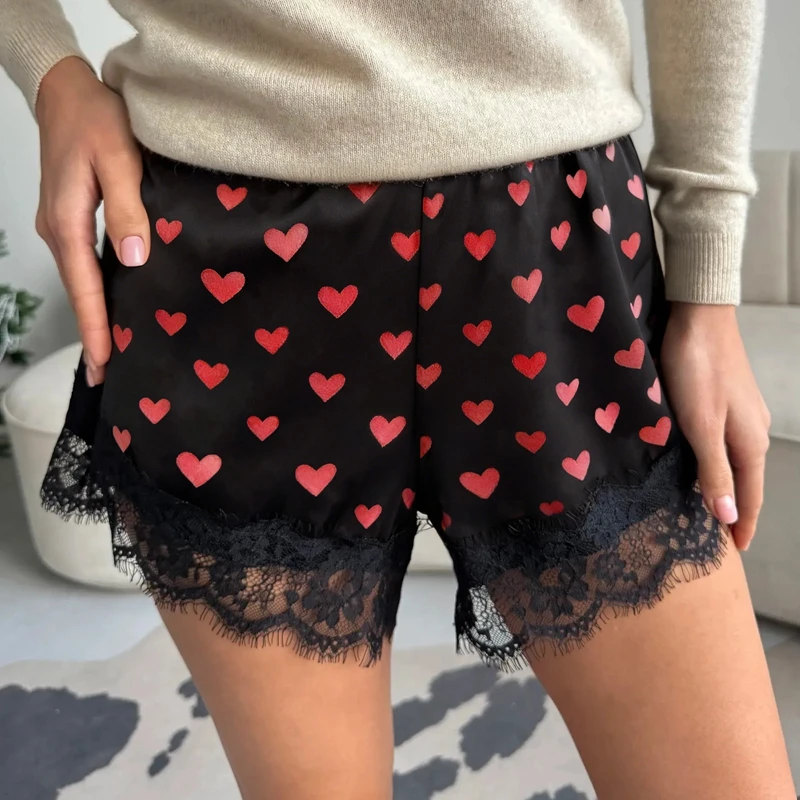 

Женские кружевные атласные шорты, элегантные шелковые мини-шорты Y2K с эластичной талией, кокетливые эстетичные шорты-боксеры, французские нижние шорты-трусики