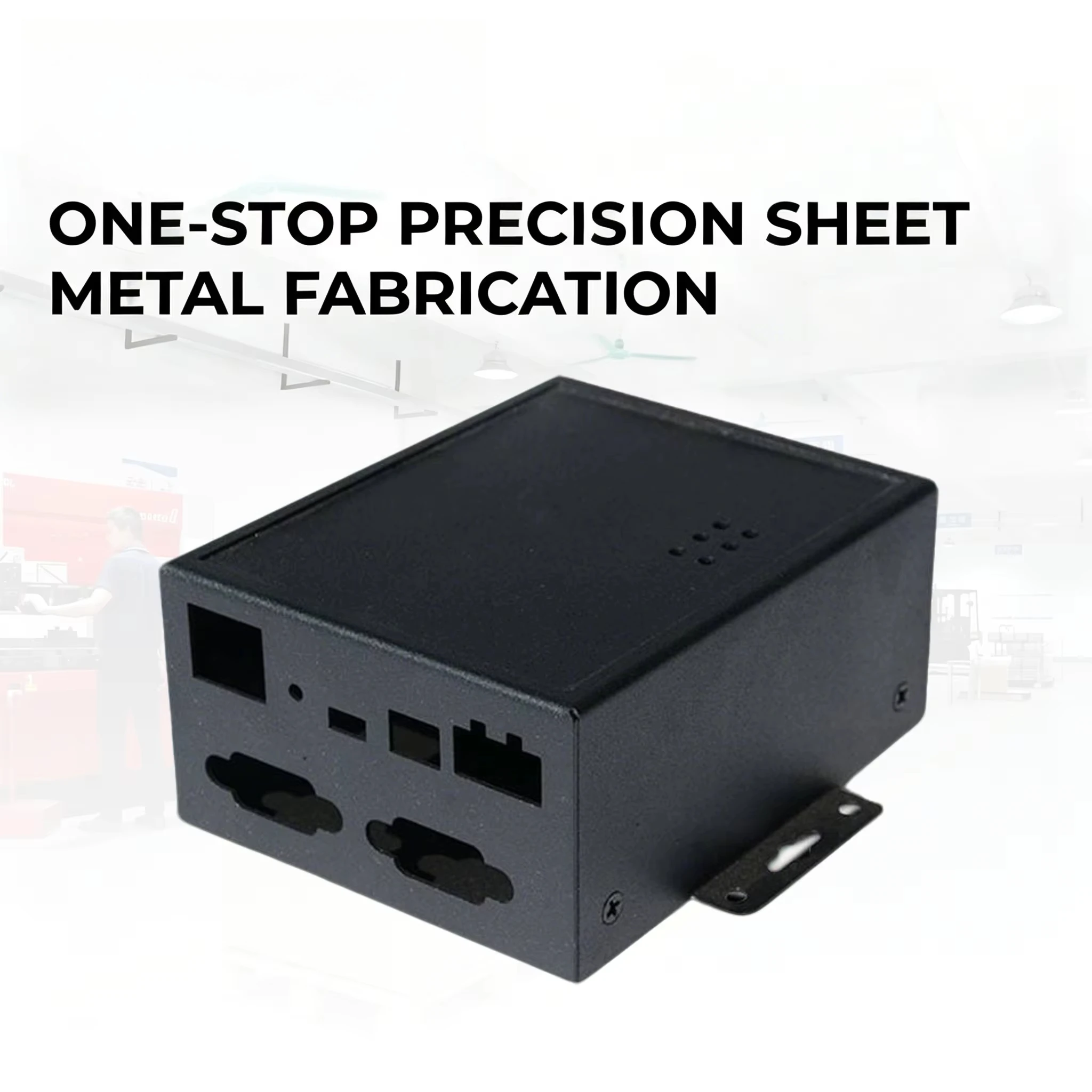 Custom Black Powder Coated Precision Sheet Metal Enclosure for Industrial Communication Data Acquisition Terminals Housing