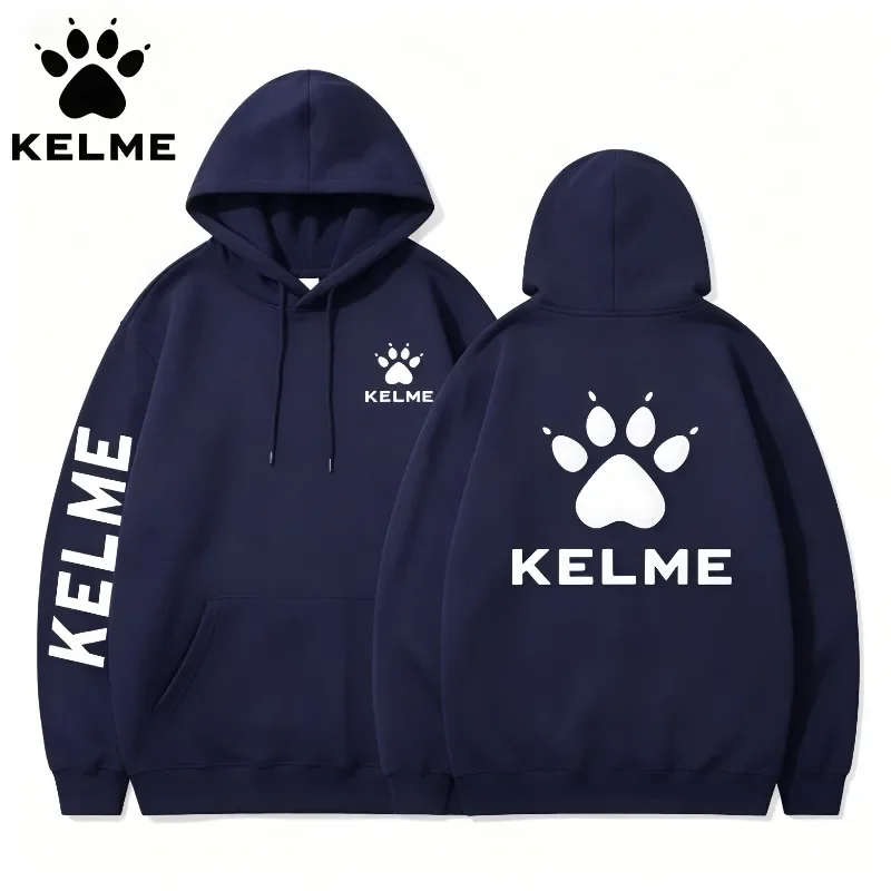 KELME Unisex Casual Pullover Hoodie Einfarbiger Sweatshirt Fleece Weich Kängurutasche Kordelzug Streetwear Locker Sitzendes Oberteil – Detail 12