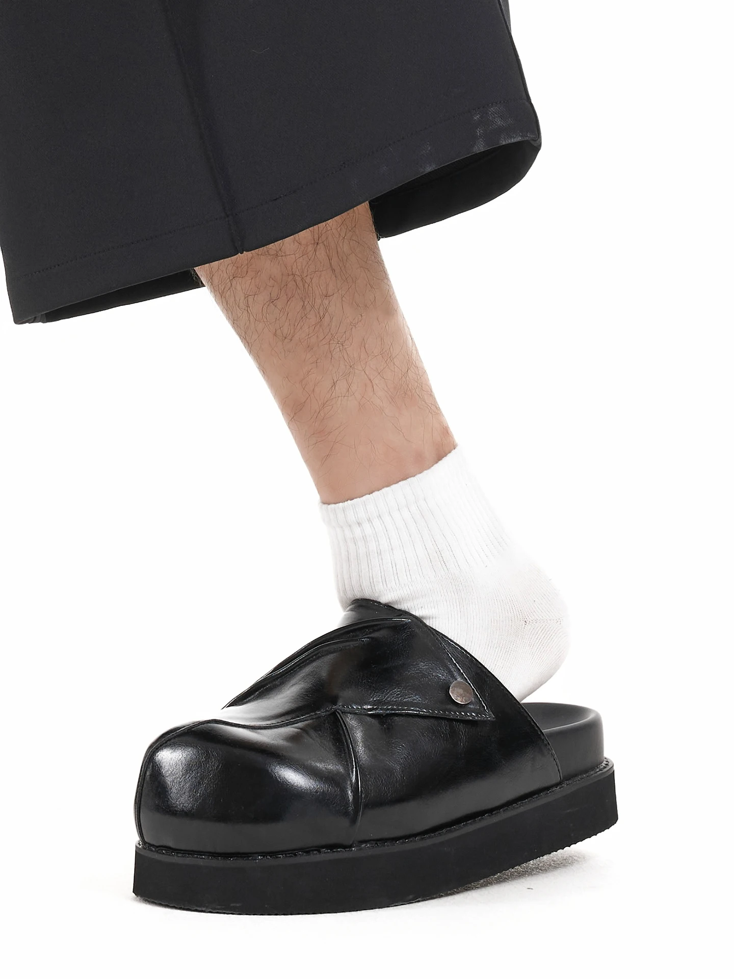 Retro design handmade Birken shoes men's top layer cowhide leather slippers big round toe leather shoes