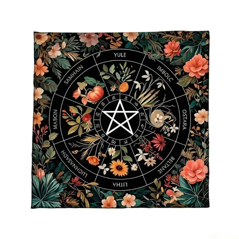 

U2JB Mystical Divination Tablecloth Velvets Fabric Vibrant Artwork Multiple