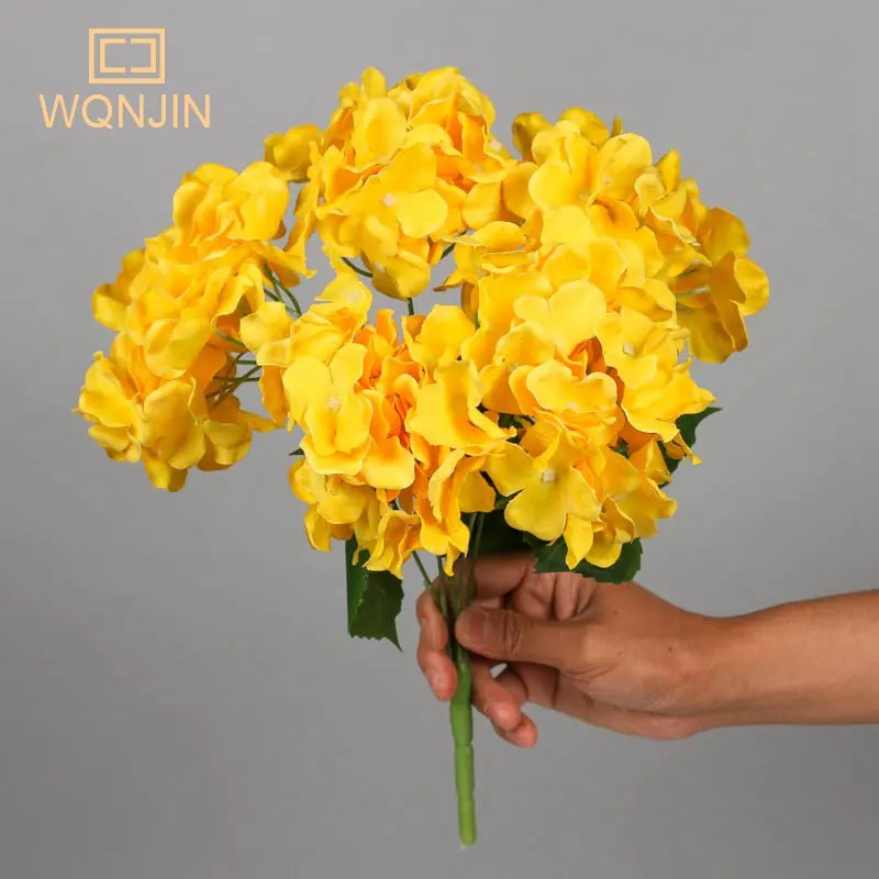 WQNJIN 5-köpfe Hortensienstrauß aus Seide, künstliche Blumen für Party, Hochzeit, Wohnzimmer, Dekoration, Zubehör, Heimdekoration – Detail 9