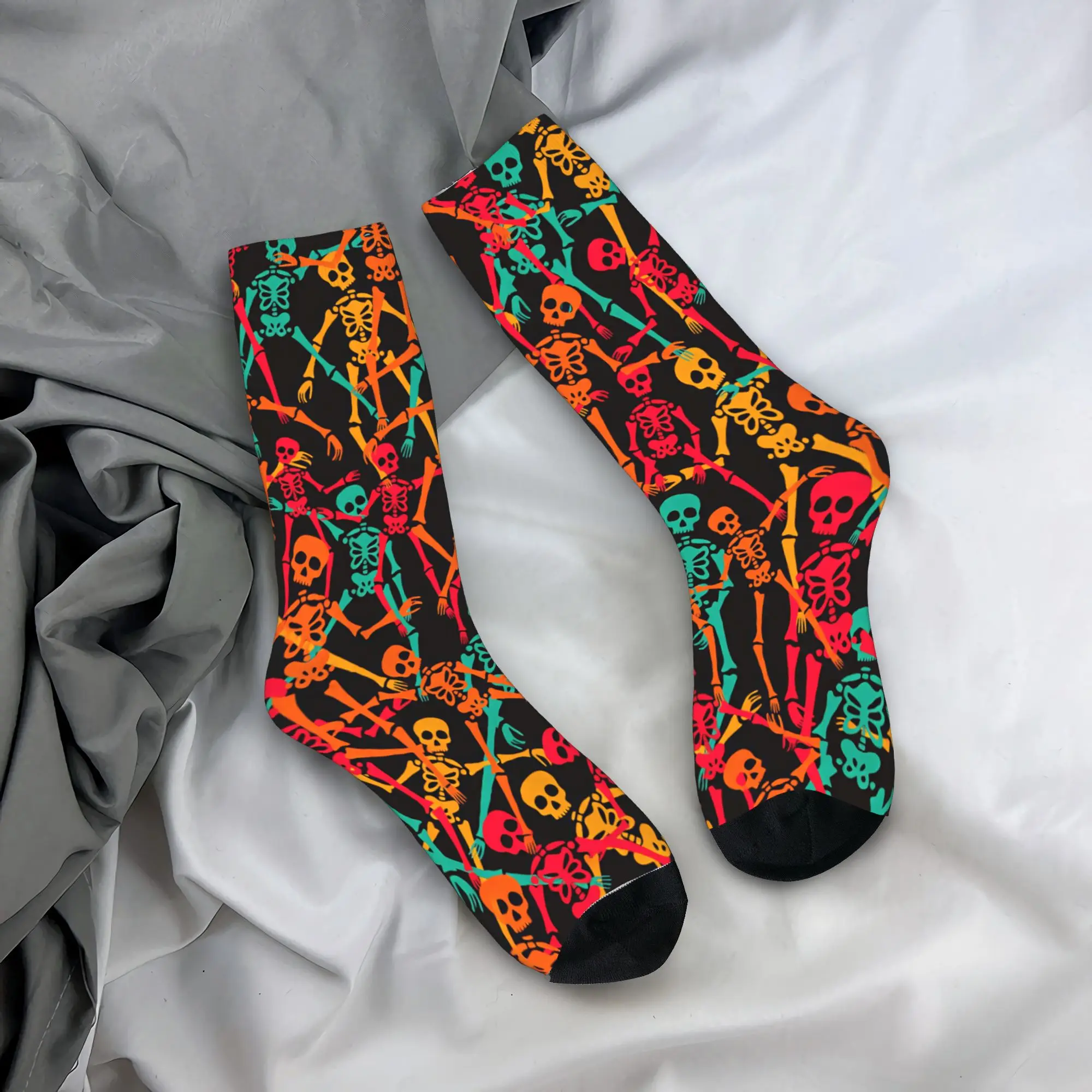 Neon Gradient Ghost Halloween Seamless Pattern Socks  Vintage Stockings Couple High Quality Outdoor Socks Design Anti Skid Socks