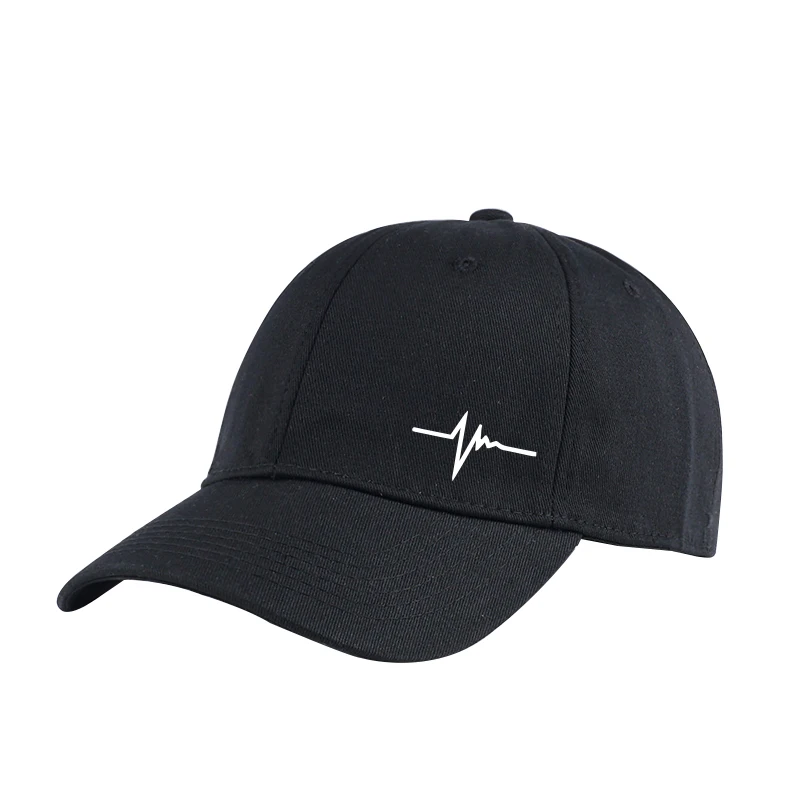 Heartbeat-Print Soft-Peak Baseball Cap | Adjustable Unisex Casual Sun Hat | Retro Breathable Dad Cap