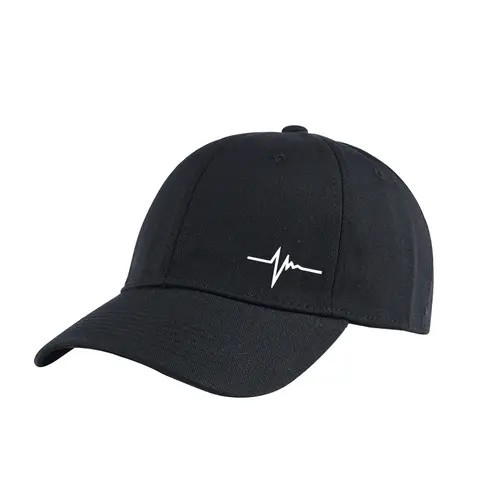 Heartbeat-Print Soft-Peak Baseball Cap | Adjustable Unisex Casual Sun Hat | Retro Breathable Dad Cap