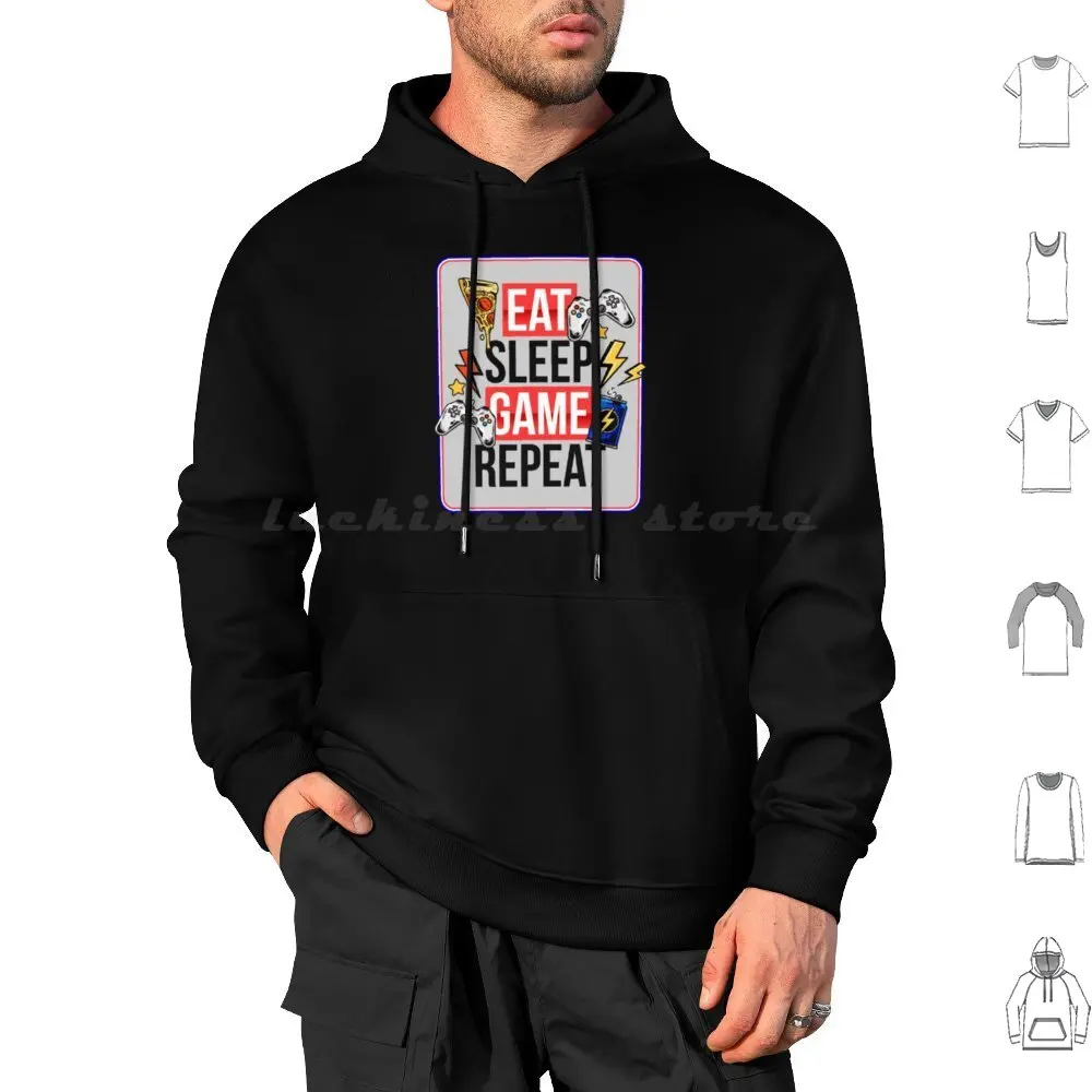 Gaming Hoodie cotton Long Sleeve Eat Sleep Game Repeat Life Gaming Pc Priorities Fashion Lux Party Fun Play Rich