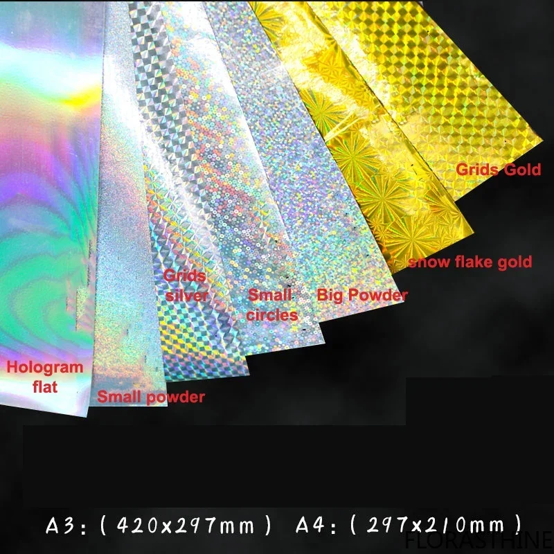 50 Sheets a3 Blank HOLOGRAM SILVER GOLD Sticker 50 Thickness Micron Label Paper for LASER/UV Printer