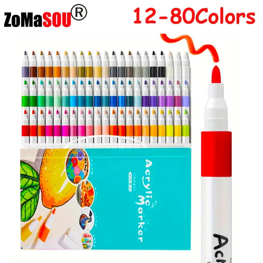 

12-80 цветов, акриловые ручки, маркеры для наскальной живописи, маркеры для рисования на водной основе, керамические пасхальные яйца, стекло, дерево, манга, сделай сам, подарок