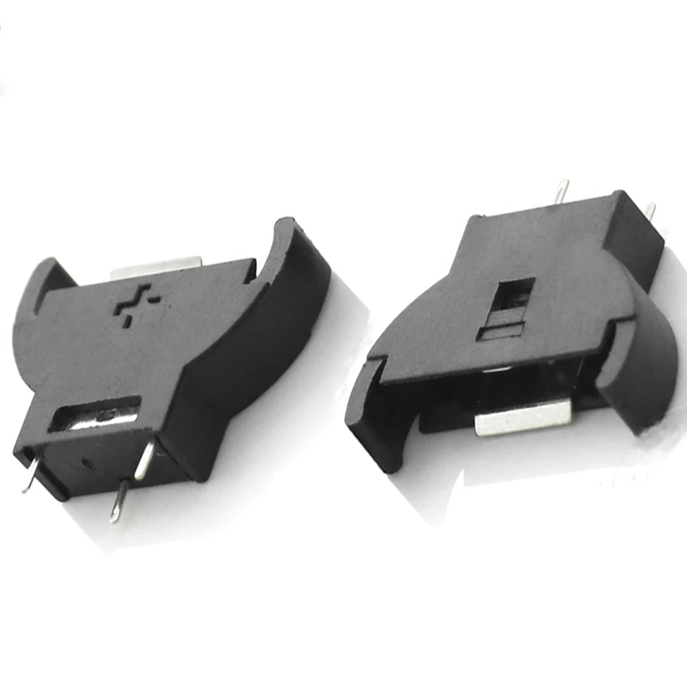Battery Socket Connector 2032 Spring Insert Vertical Surface Mount Charging CR-1220 Button Battery Holder Card Holder