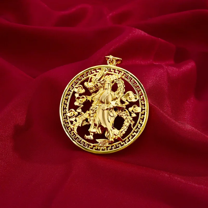 

New AU999 gold single pendant mens 3D pendant real 24K pure gold Guan Gong Guan Yu necklace pendant