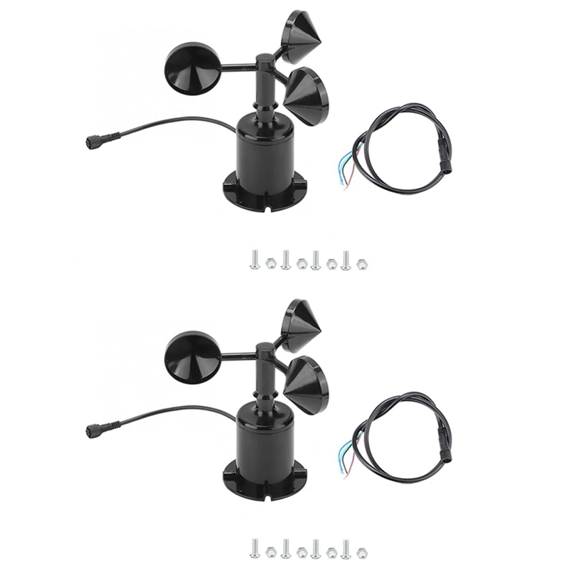 HOT SALE 2X 0-70M/S Wind Speed Sensor Environment Signal Output Pulse Type Three Cups Wind Speed Sensor Anemometer DC5-30V