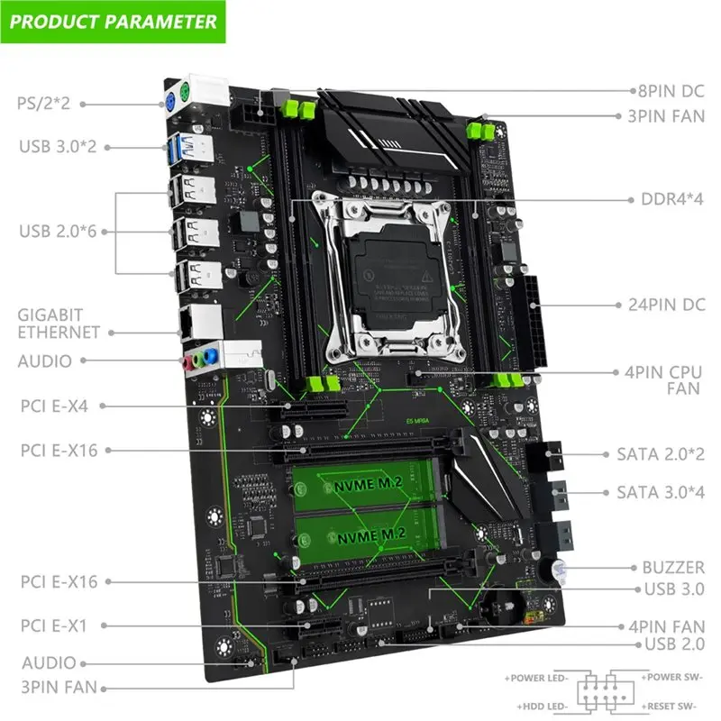 Super Deal -For Xeon E5 V3/V4 LGA 2011-3 Series CPU X99 MR9A ATX Motherboard DDR4 Four Channels RAM NVME M. 2X2 USB 3.0