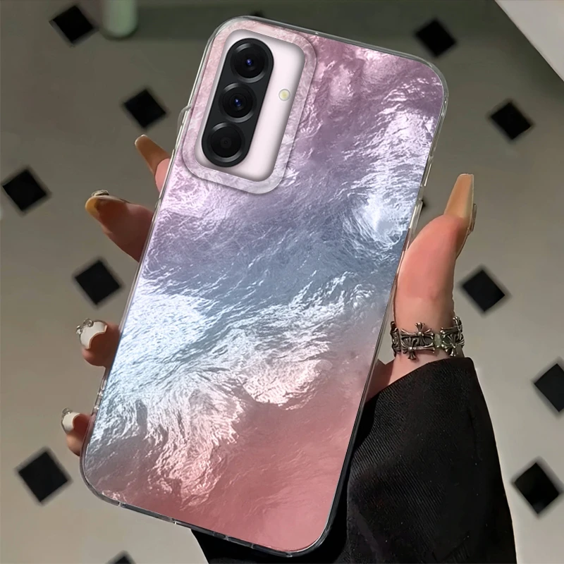 グラデーション氷河テクスチャスマホケース Samsung Galaxy A56 A16 A26 A36 A06 A55 A35 A25 A15 A54 S24 S25 S22 S23 FE用 カバー