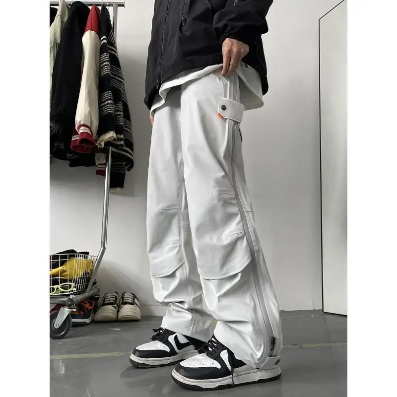 

Spring Autumn Fashion Elastic High Waist Solid Men's Clothing Casual Pocket All-match Thicken Korean Trend Simplicity Cargo Pant
