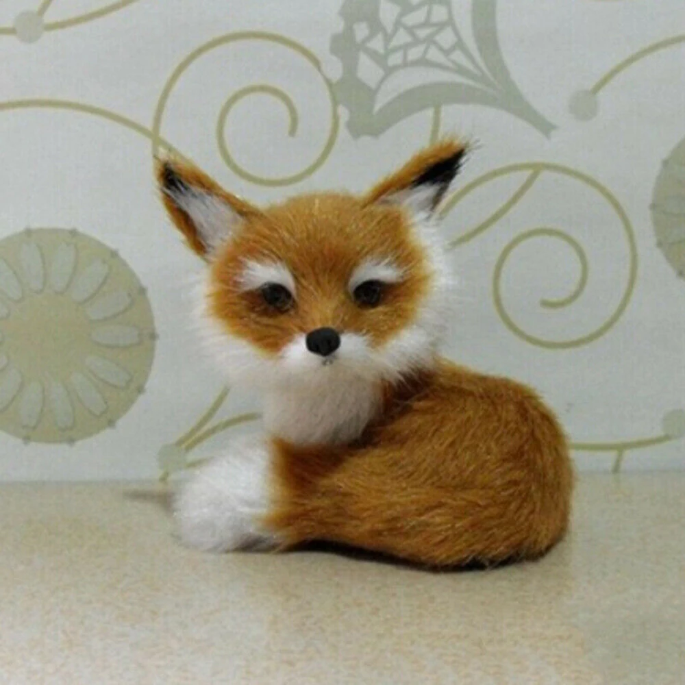 Simulation Animal Foxes Plush Toy Doll Realistic Stuffed Animal Soft Plush Toy Sitting Fox Wedding Birthday Gift for Boys Girls