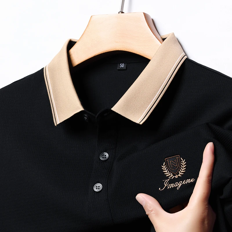 High end Fashion Polo Shirt Men's Short sleeved 2024 Summer Brand Fashion Embroidery Breathable Leisure Light Luxury T-shirt