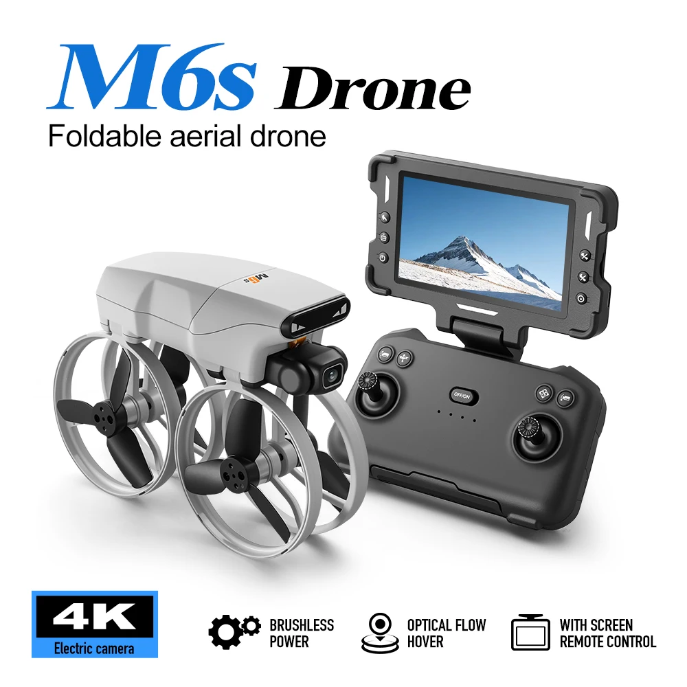 

New M6s Drone 4K HD Dual Camera With 4.3" Screen Control Folding Belt With Light Protection Ring Obstacle Avoidance Dron Toy