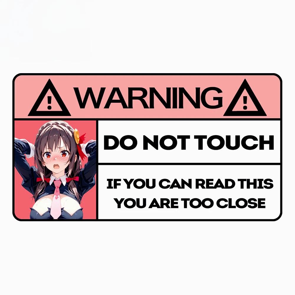 

Наклейки для украшения автомобиля, милые предупреждение Yunyun, не прикасайтесь к автомобилям, виниловые наклейки на багажник, 20 см, ПВХК